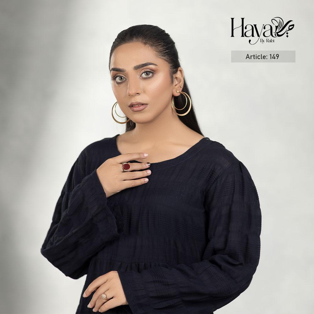 Long Self Embroidered Black Frock